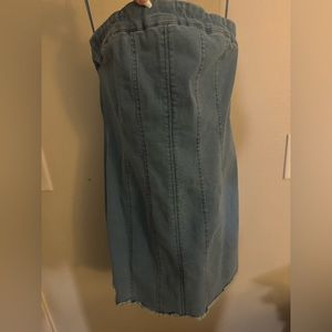Denim strapless mini dress